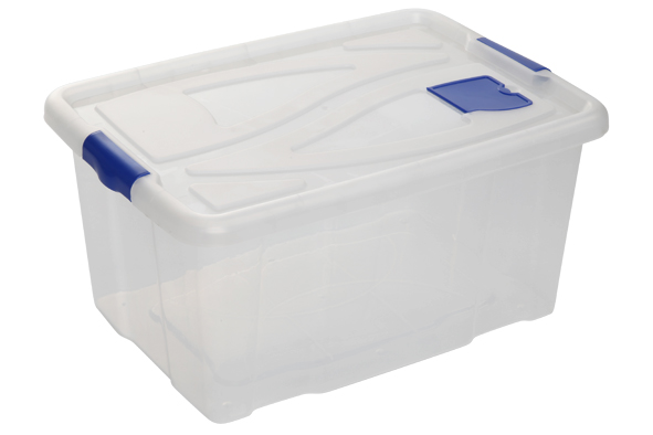 Box plast. transp. + couvercle - 61x45x30 cm